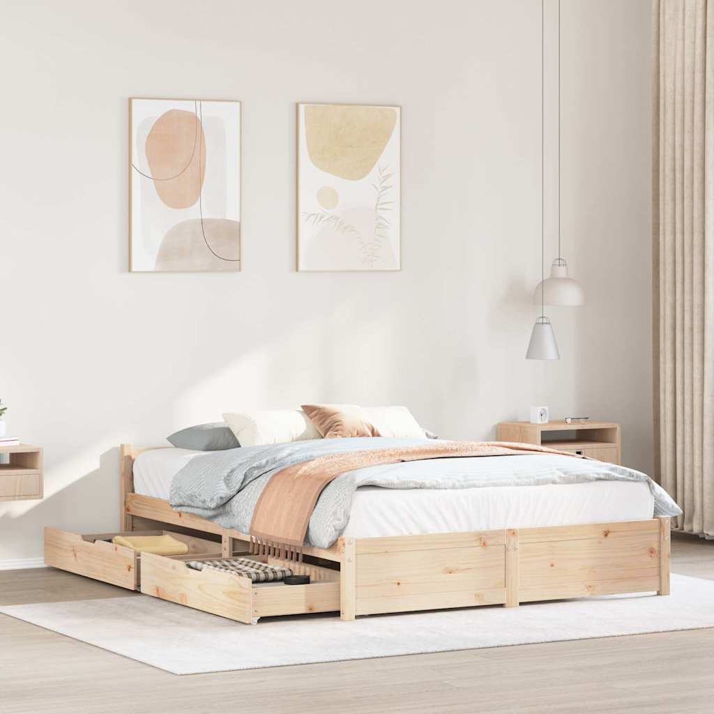 Bedframe 140x200cm Solid Wood Pine - Decor Base