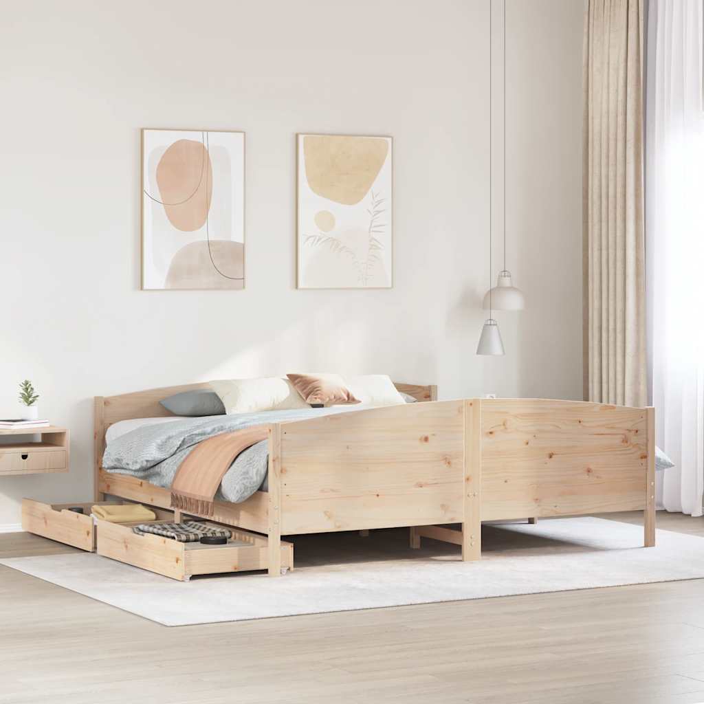 Bedframe 200x200cm Solid Wood Pine - Direct Imports