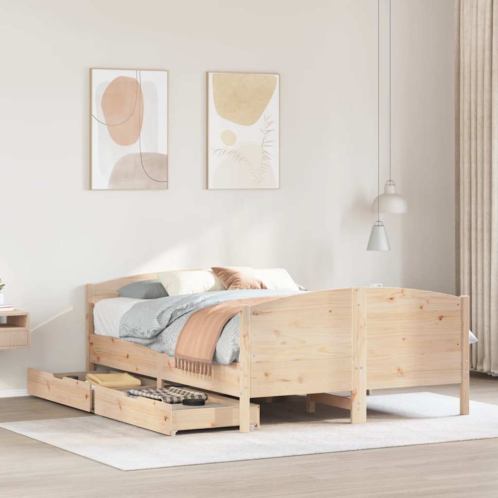 Bedframe 120x190cm Small Double Solid Wood Pine - The Home Maker