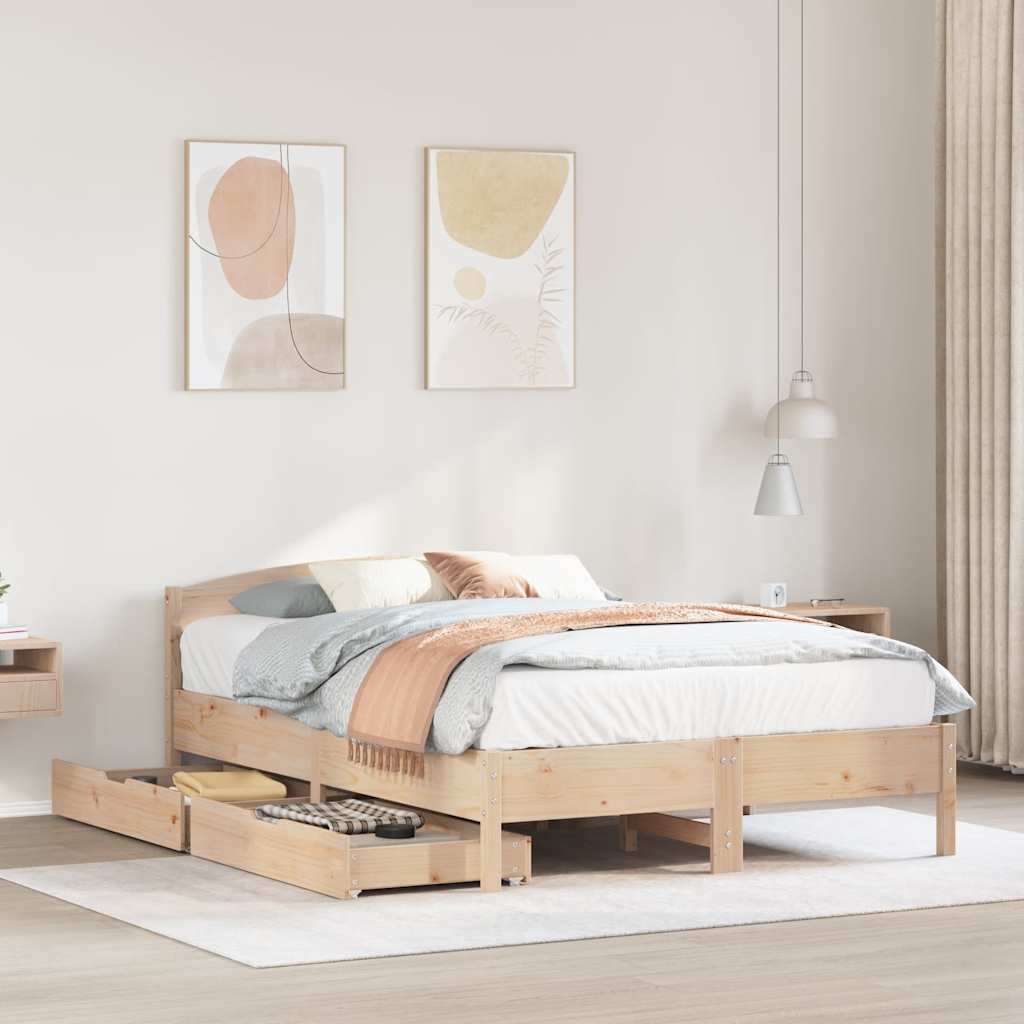 Bedframe 135x190cm Double Solid Wood Pine - Discount Dealers