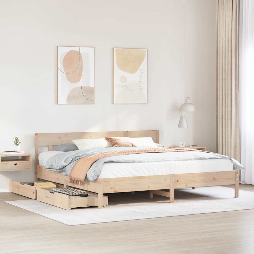 Bedframe 200x200cm Solid Wood Pine - Merlin Deals