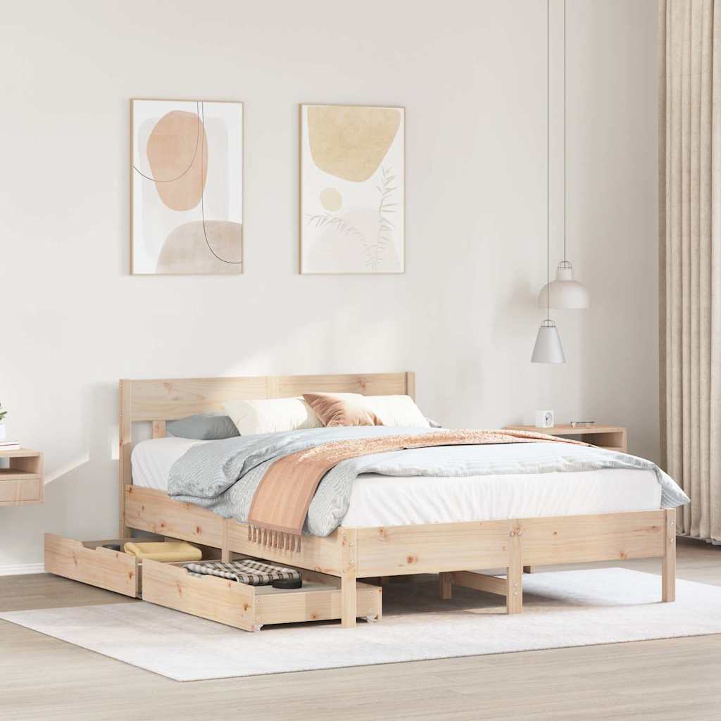 Bedframe 150x200cm King Size Solid Wood Pine - All Things Good