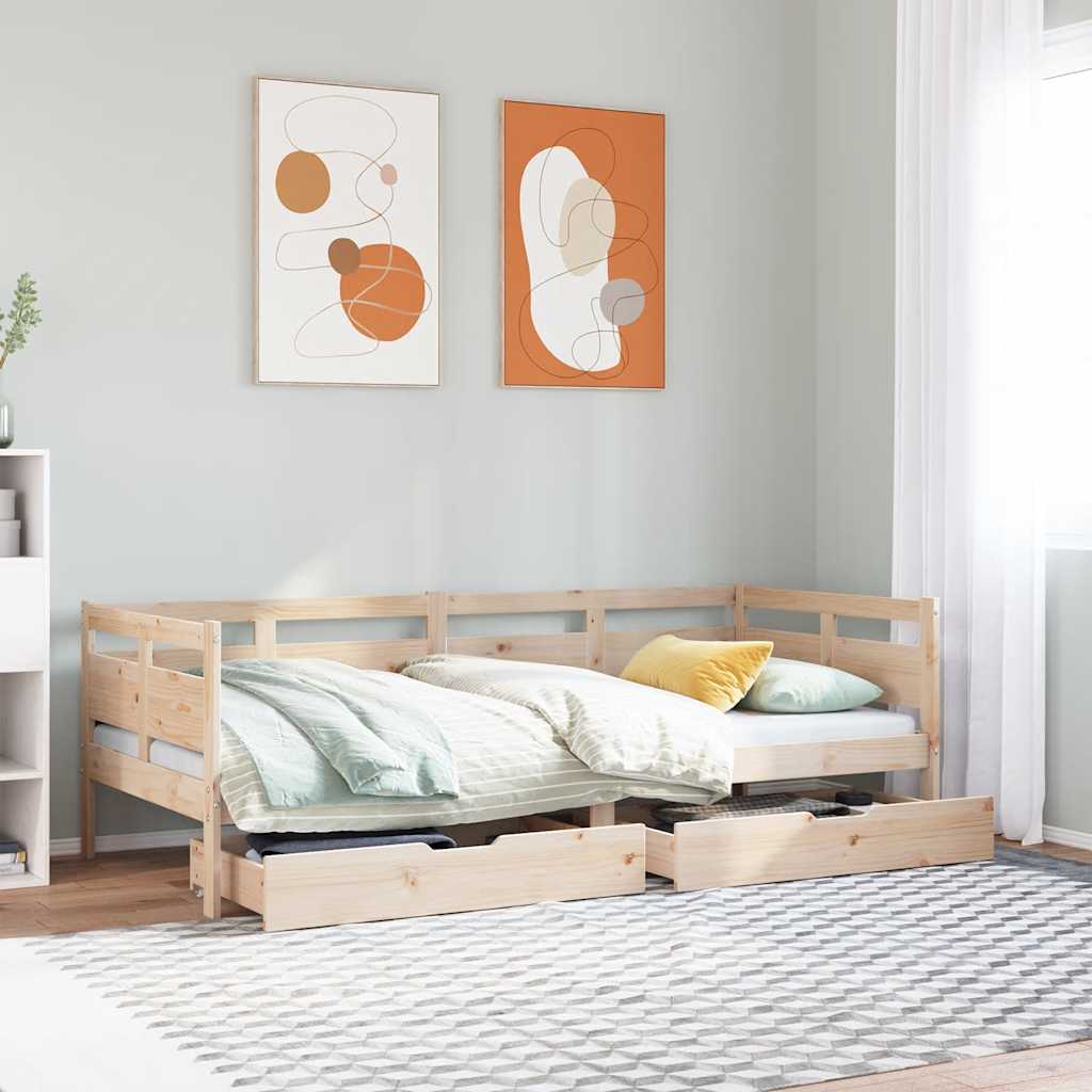 Daybed with Drawers 90x200cm Solid Wood - Tyrell & Tyrell