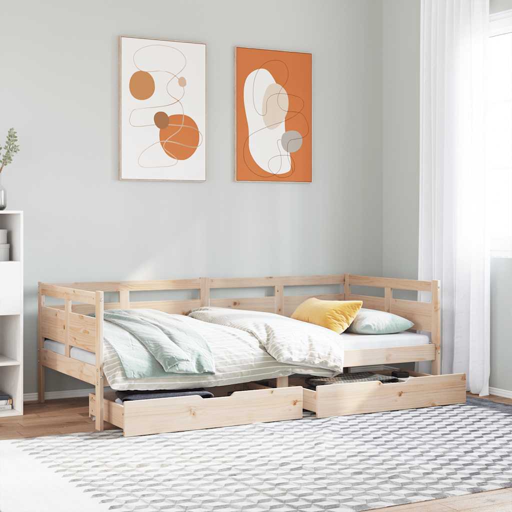 Daybed with Drawers 90x190cm Single Solid Wood - Discount Dealers
