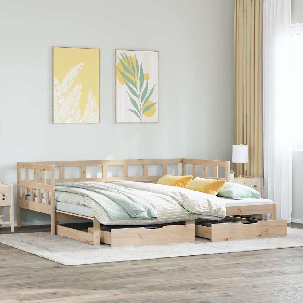 Daybed with Trundle and Drawers 90x200cm - Decor Base