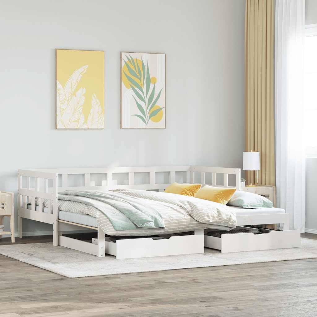 Daybed with Trundle and Drawers White 90x200cm - Style and Chic