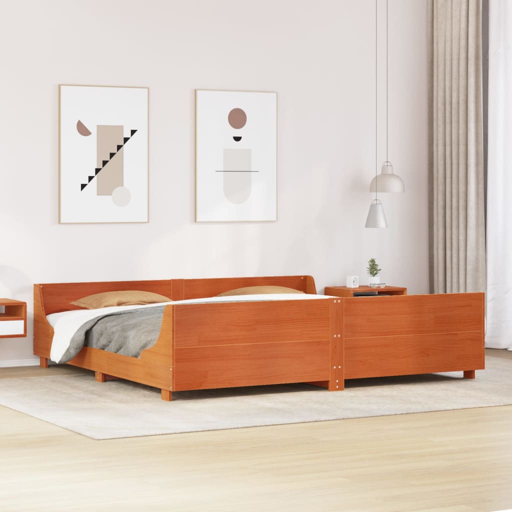 Bedframe Wax Brown 180x200cm Super King Solid Wood Pine - The Home Maker