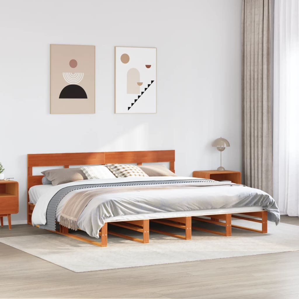Bedframe Wax Brown 180x200cm Super King Solid Wood Pine - The Home Maker