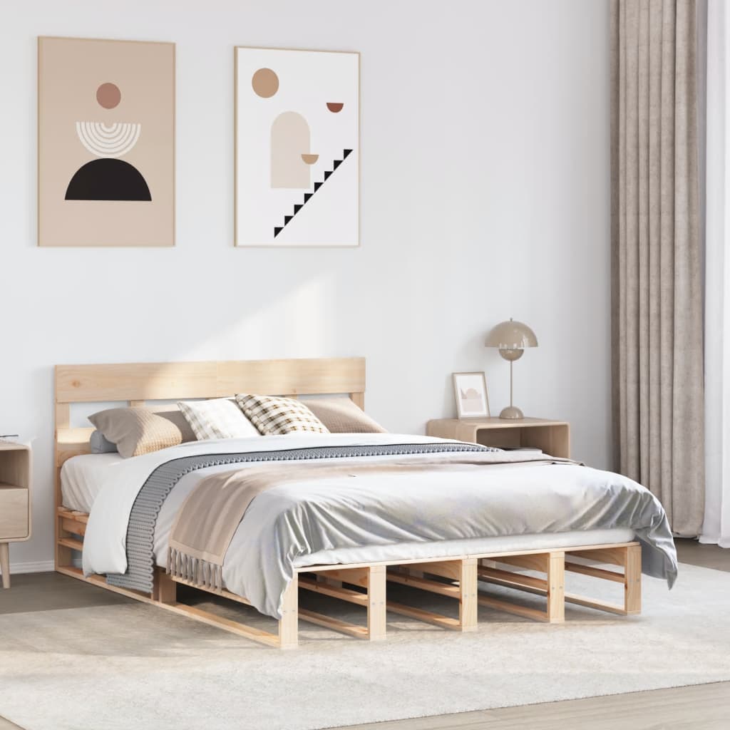 Bedframe 135x190cm Double Solid Wood Pine - Charlotte Dunes