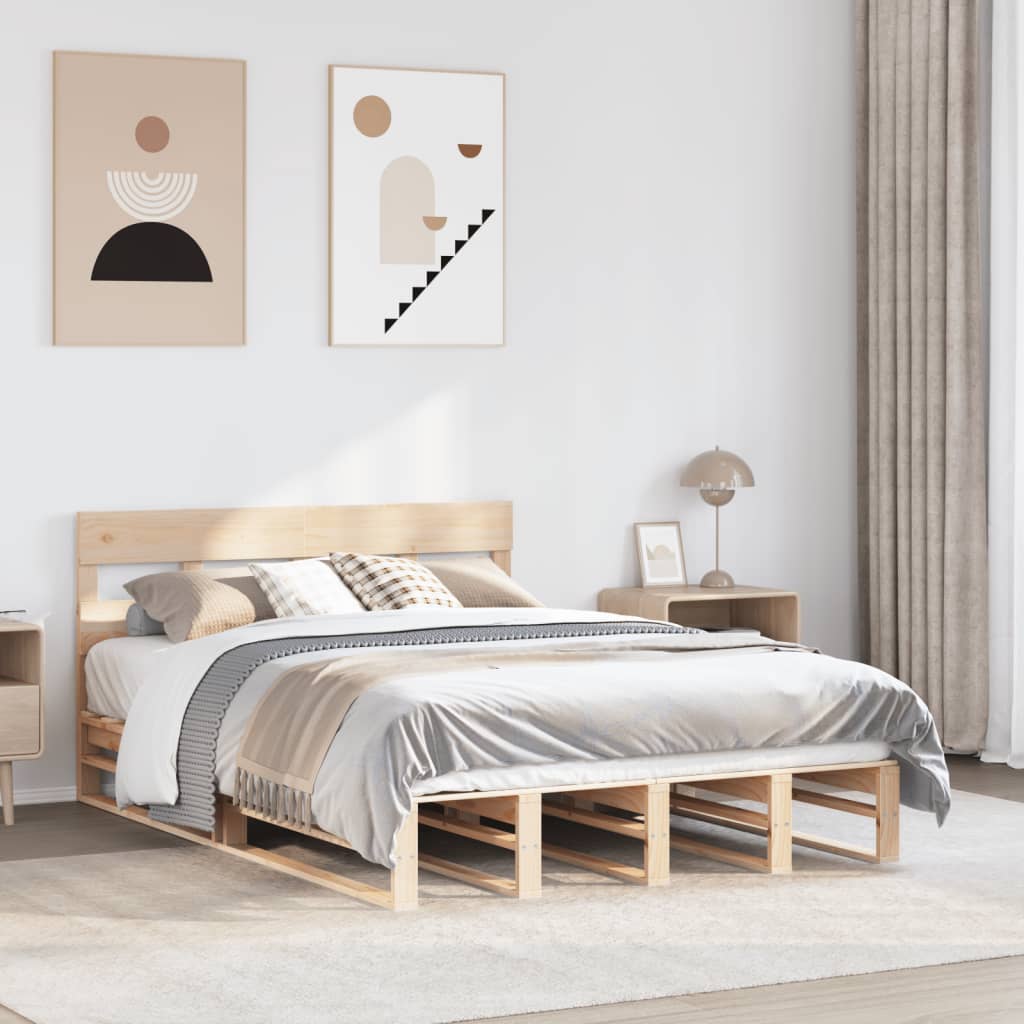 Bedframe 140x190cm Solid Wood Pine - The Home Maker