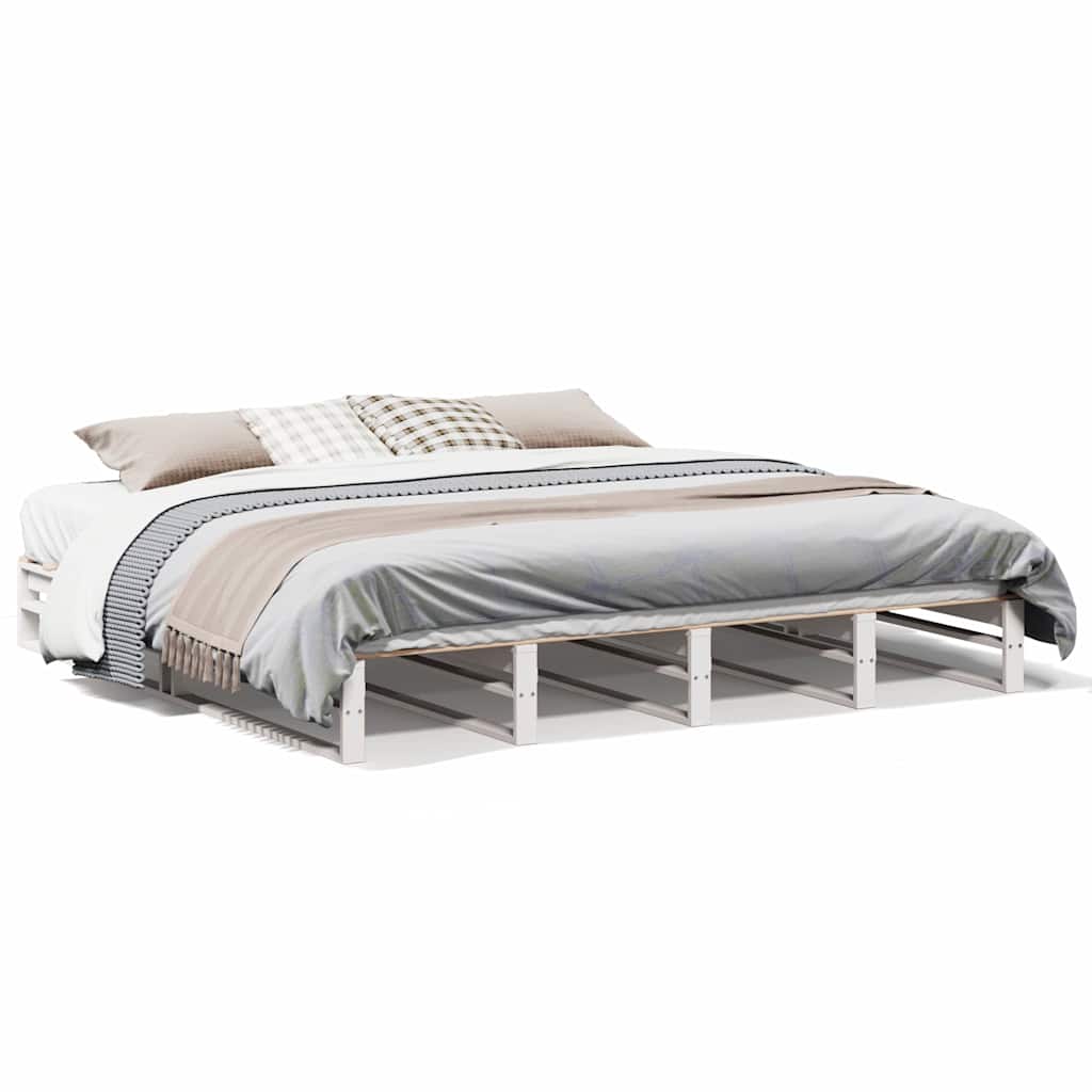 Bedframe White 180x200cm Super King Solid Wood Pine - Style and Chic