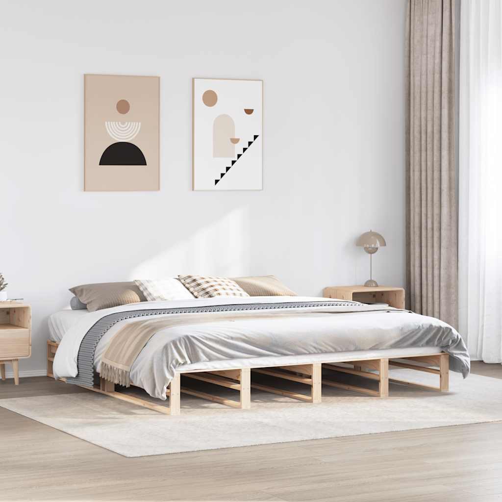 Bedframe 200x200cm Solid Wood Pine - Charlotte Dunes