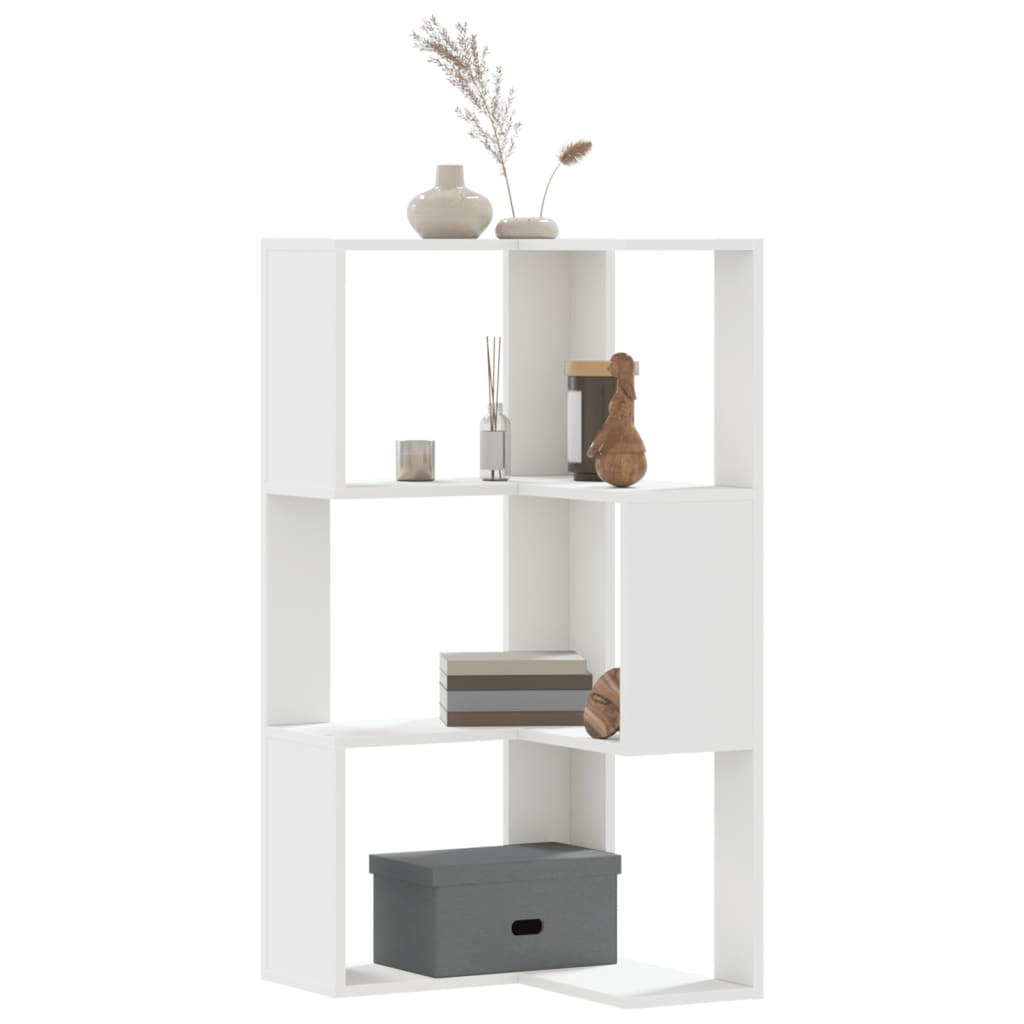 Corner Bookcase 3-Tier White 50x50x102 cm Engineered Wood - Sid & Sam