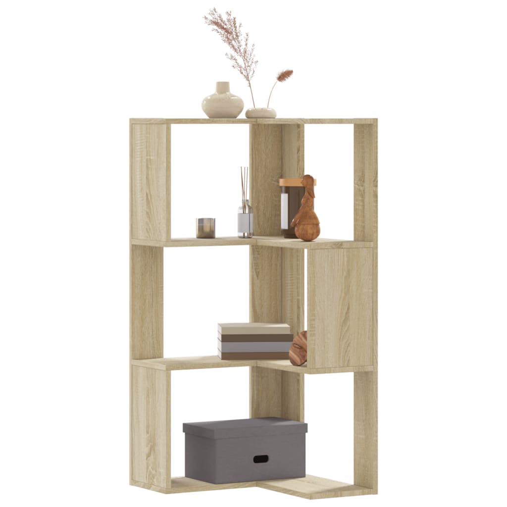 Corner Bookcase 3-Tier Sonoma Oak 50x50x102 cm Engineered Wood - Sid & Sam