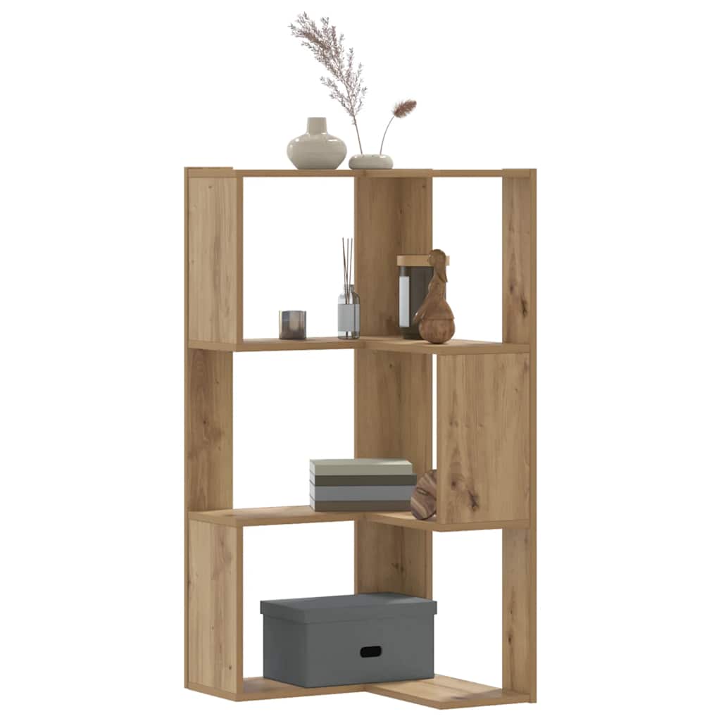 Corner Bookcase 3-Tier Artisian Oak 50x50x102 cm Engineered Wood - Sid & Sam