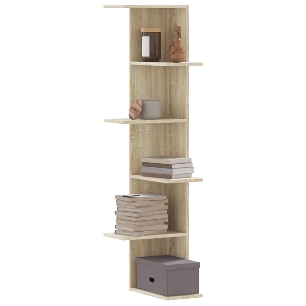 Wall Corner Shelf Sonoma Oak 36.5x36.5x140 cm Engineered Wood - Charlotte Dunes