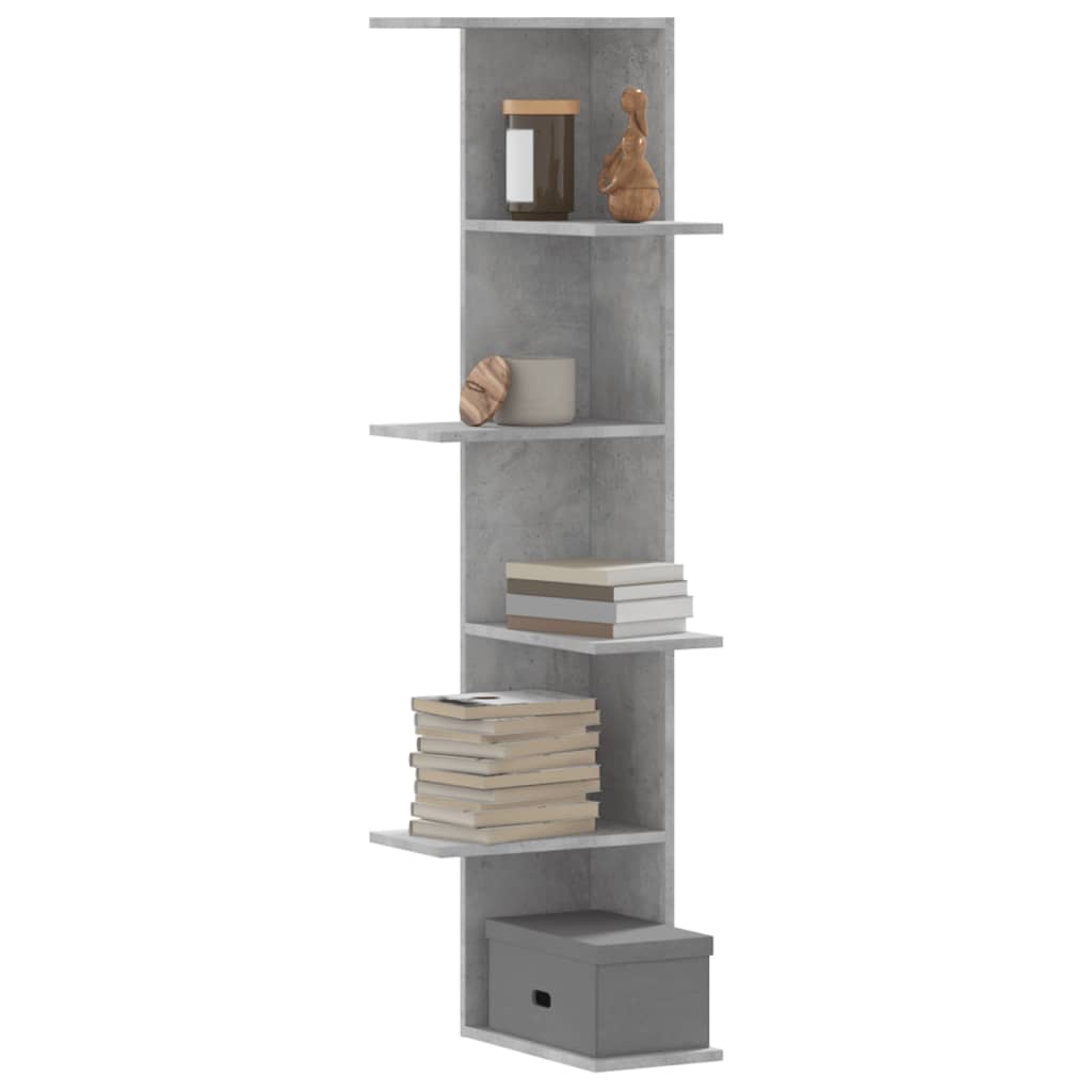 Wall Corner Shelf Concrete Grey 36.5x36.5x140 cm Engineered Wood - Charlotte Dunes