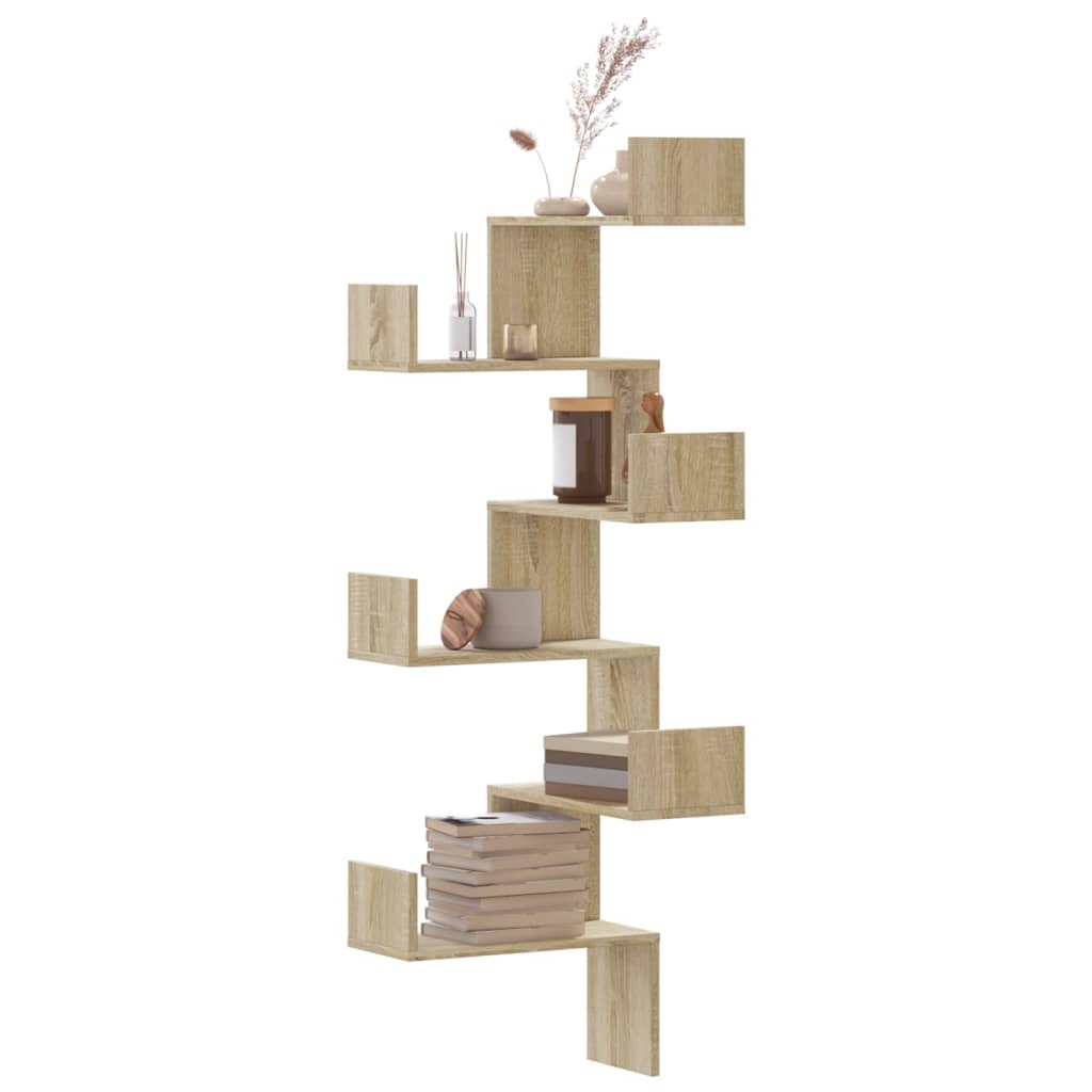Wall Corner Shelf Sonoma Oak 45x45x147 cm Engineered Wood - Charlotte Dunes