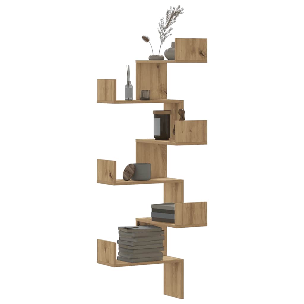 Wall Corner Shelf Artisian Oak 45x45x147 cm Engineered Wood - Sid & Sam