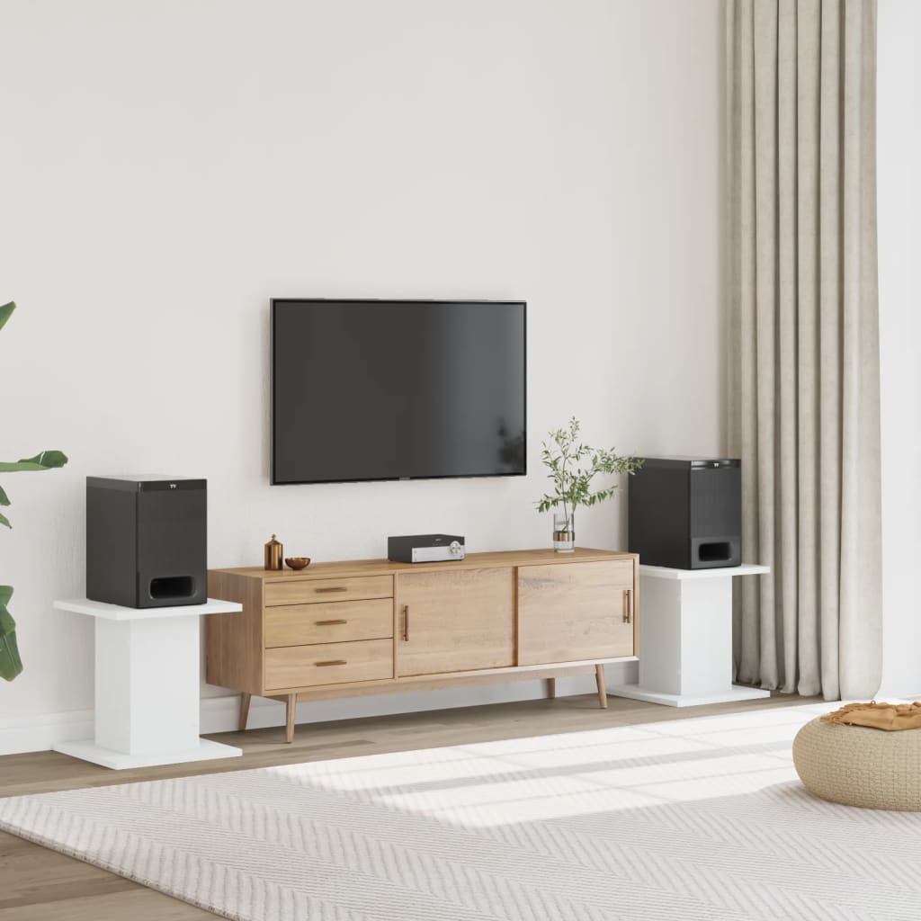 Speaker Stands 2 pcs White 30x30x40 cm Engineered Wood - All Things Good