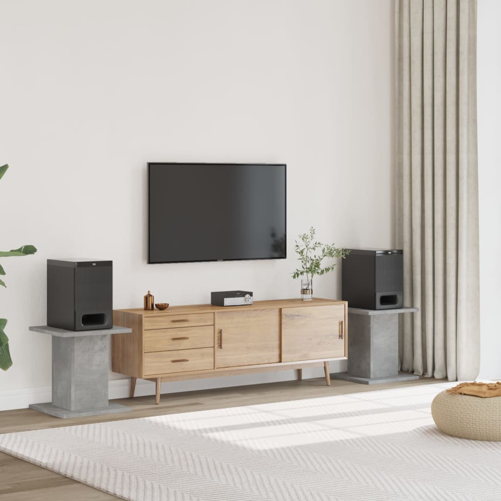 Speaker Stands 2 pcs Concrete Grey 30x30x40 cm Engineered Wood - All Things Good