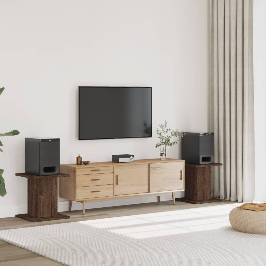 Speaker Stands 2 Pieces Brown Oak 30x30x40 cm Engineered Wood - Sid & Sam