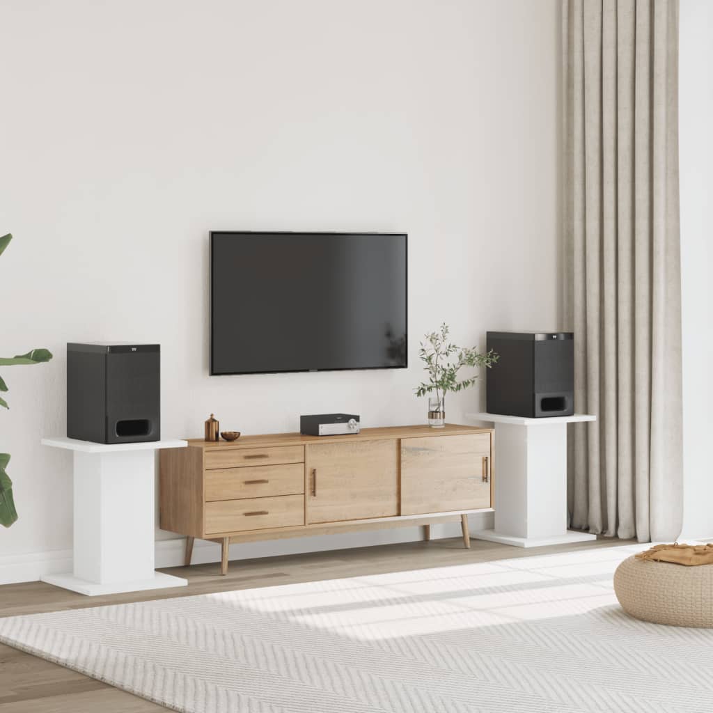 Speaker Stands 2 pcs White 30x30x60 cm Engineered Wood - All Things Good