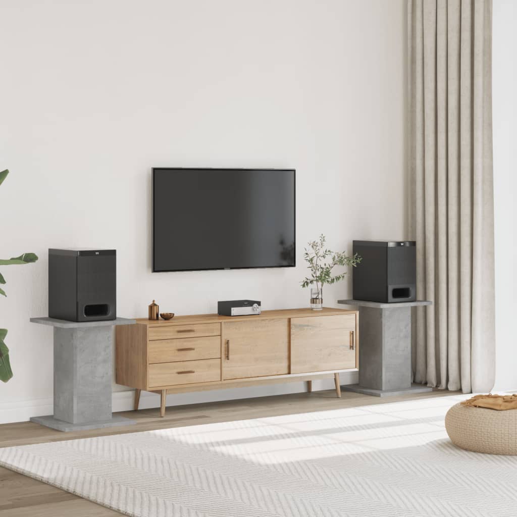Speaker Stands 2 Pieces Concrete Grey 30x30x60 cm Engineered Wood - Sid & Sam