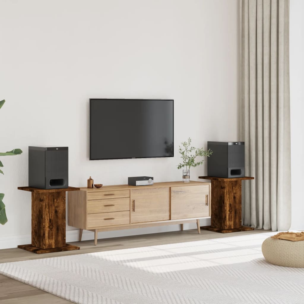 Speaker Stands 2 Pieces Smoked Oak 30x30x60 cm Engineered Wood - Sid & Sam