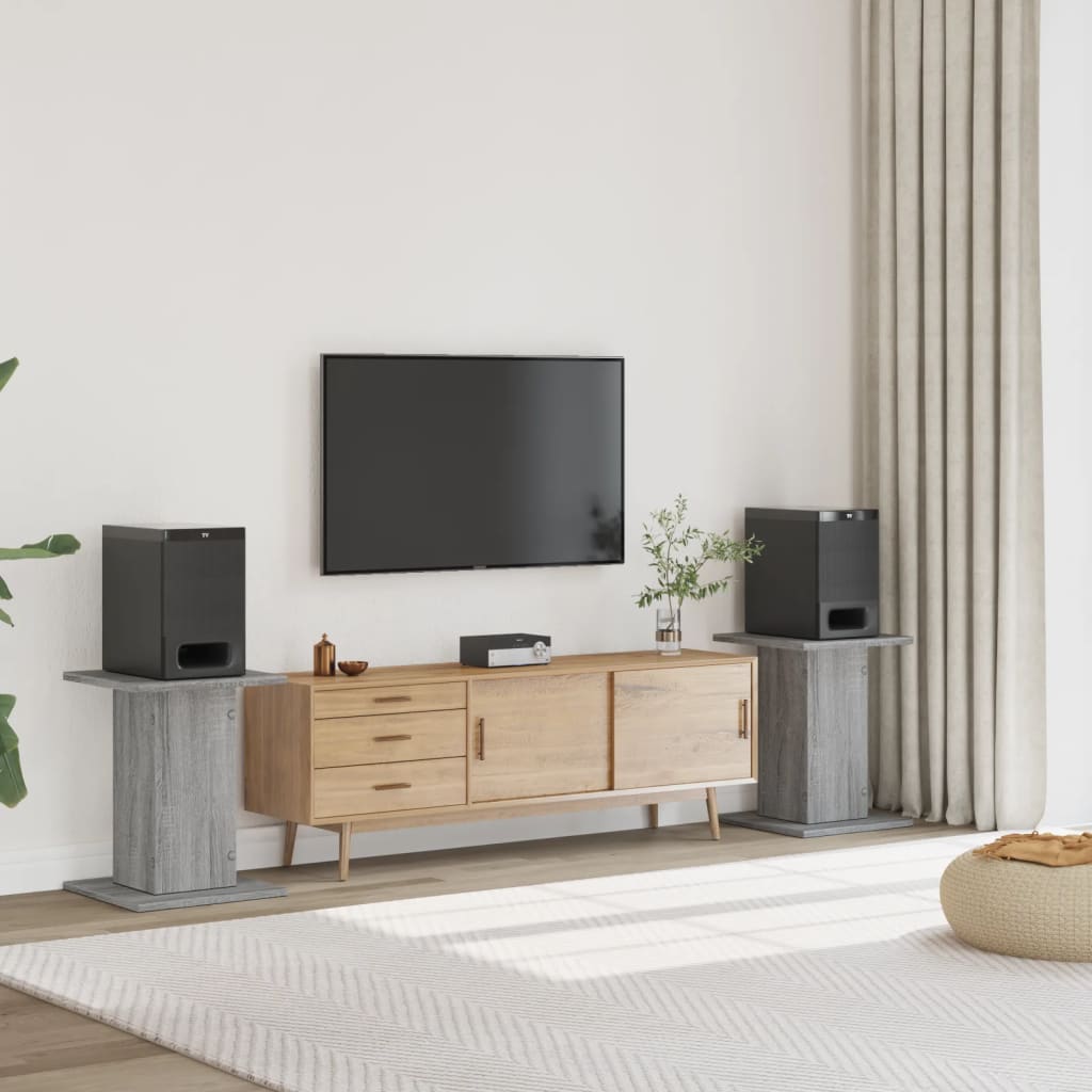Speaker Stands 2 Pieces Grey Sonoma 30x30x60 cm Engineered Wood - Sid & Sam