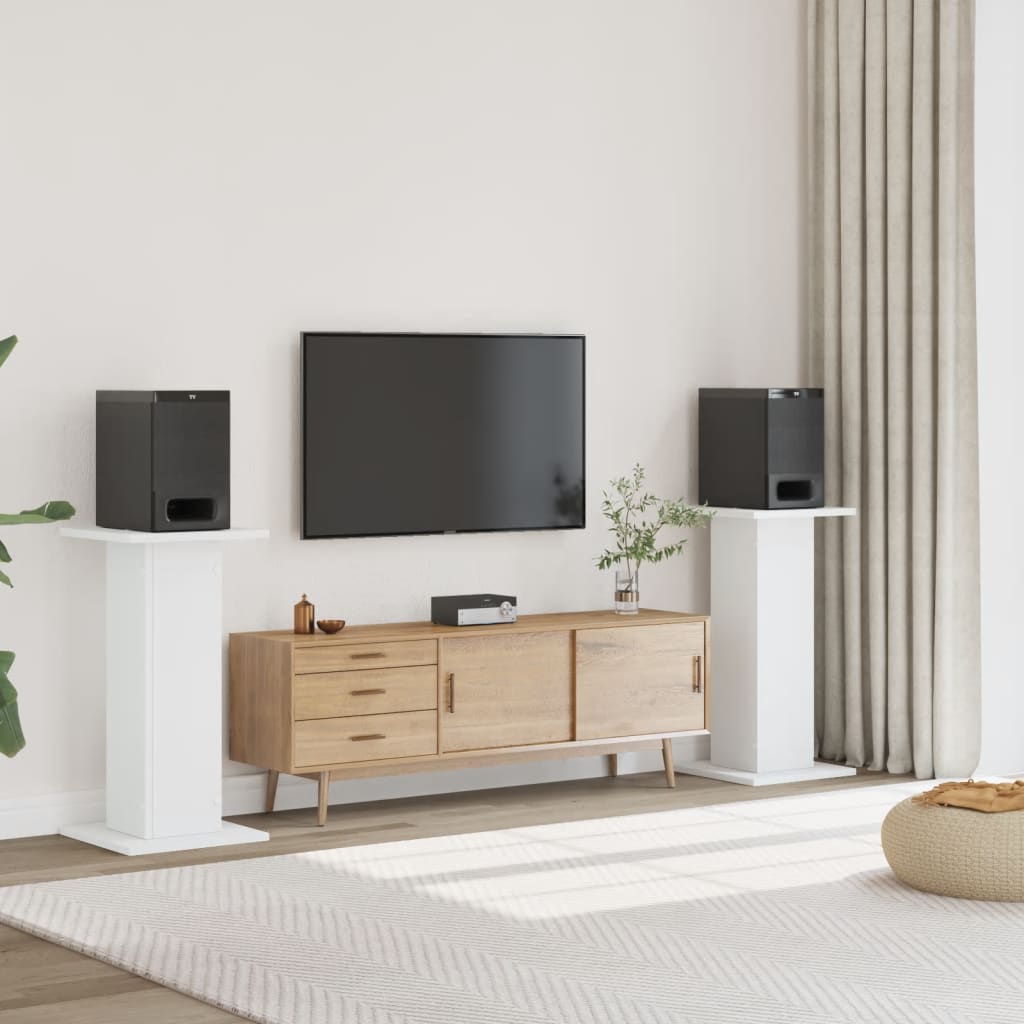 Speaker Stands 2 pcs White 30x30x80 cm Engineered Wood - All Things Good
