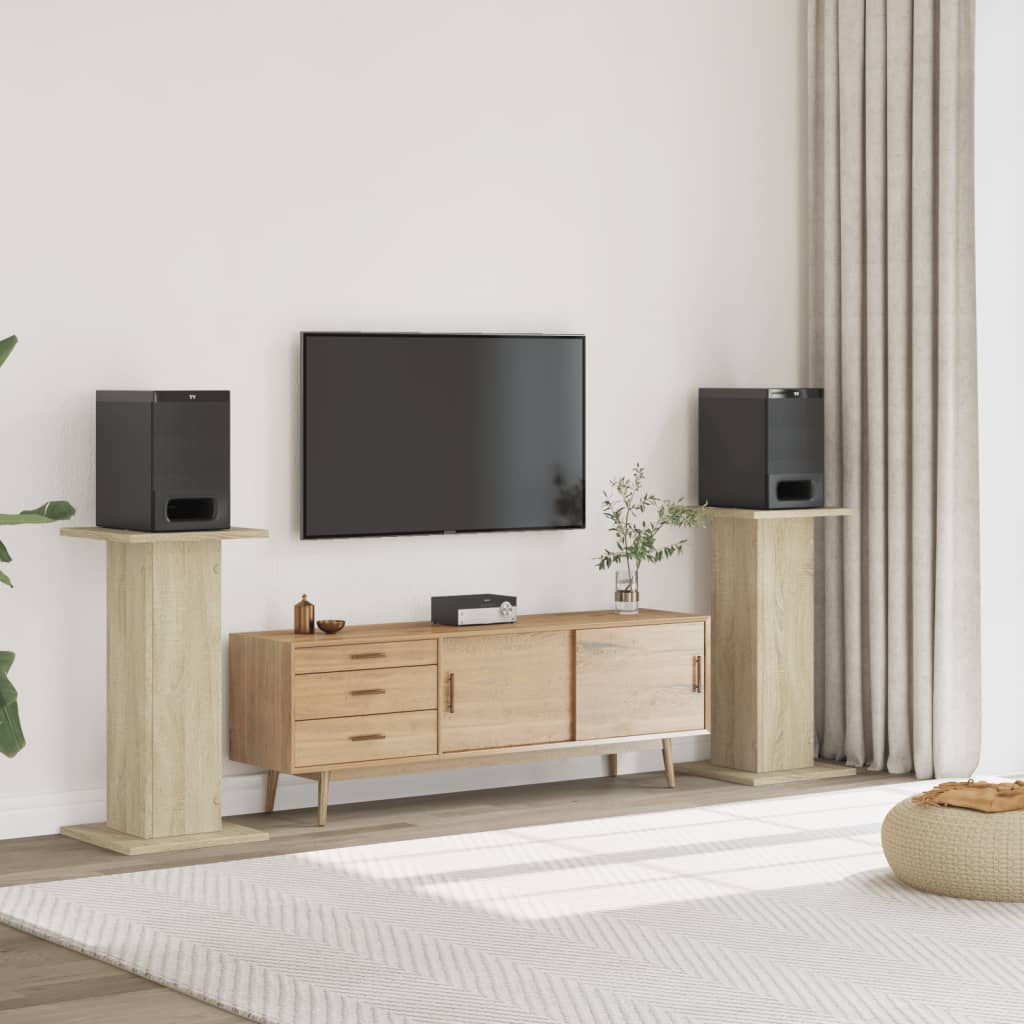 Speaker Stands 2 pcs Sonoma Oak 30x30x80 cm Engineered Wood - All Things Good