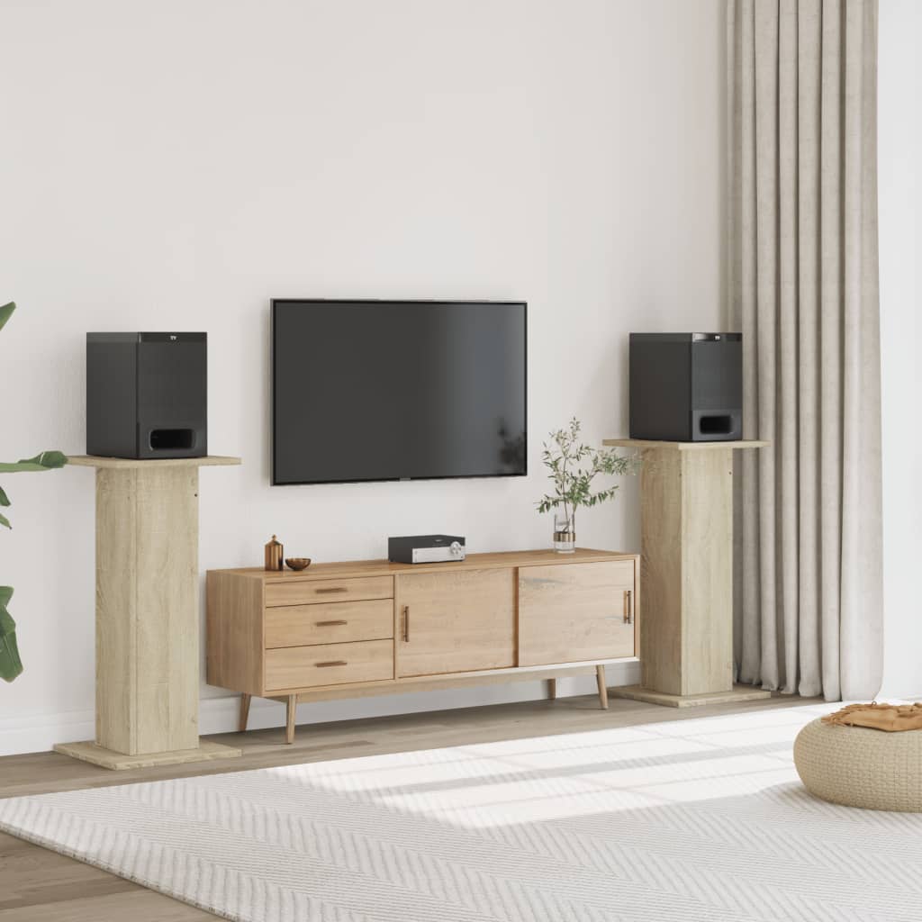 Speaker Stands 2 pcs Sonoma Oak 30x30x95 cm Engineered Wood - All Things Good