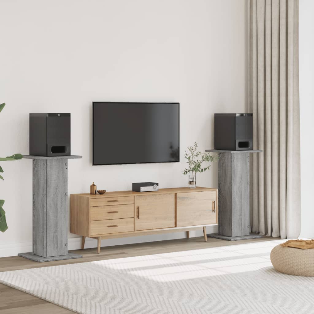 Speaker Stands 2 Pieces Grey Sonoma 30x30x95 cm Engineered Wood - Sid & Sam