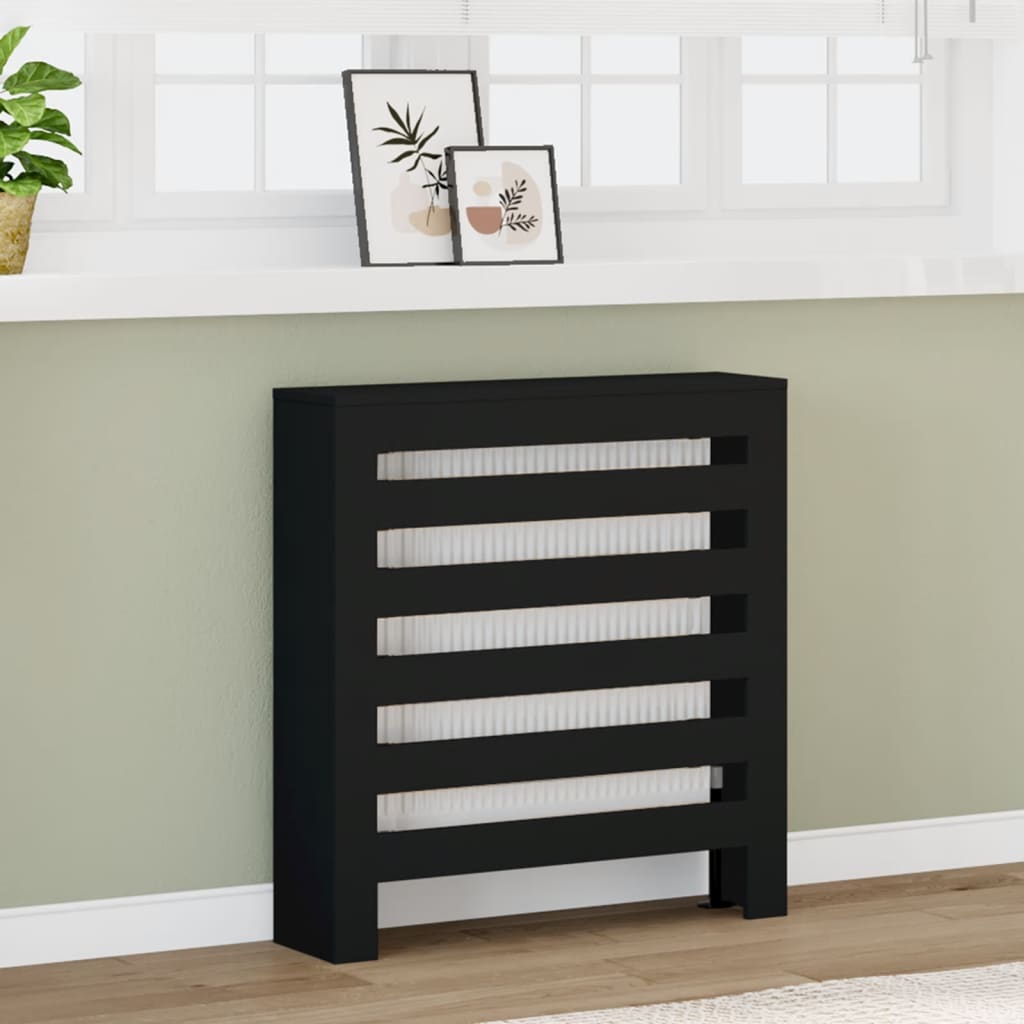 Radiator Cover Black 78x20x82 cm Engineered Wood - Brittle & Co