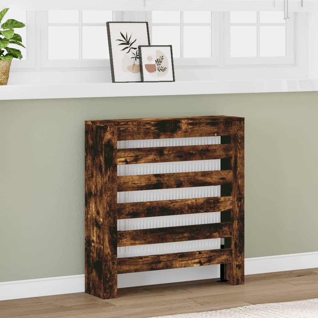 Radiator Cover Smoked Oak 78x20x82 cm Engineered Wood - Brittle & Co