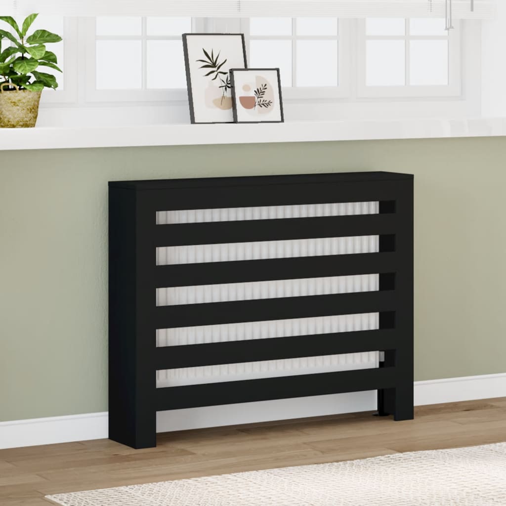 Radiator Cover Black 104x20x82 cm Engineered Wood - Brittle & Co