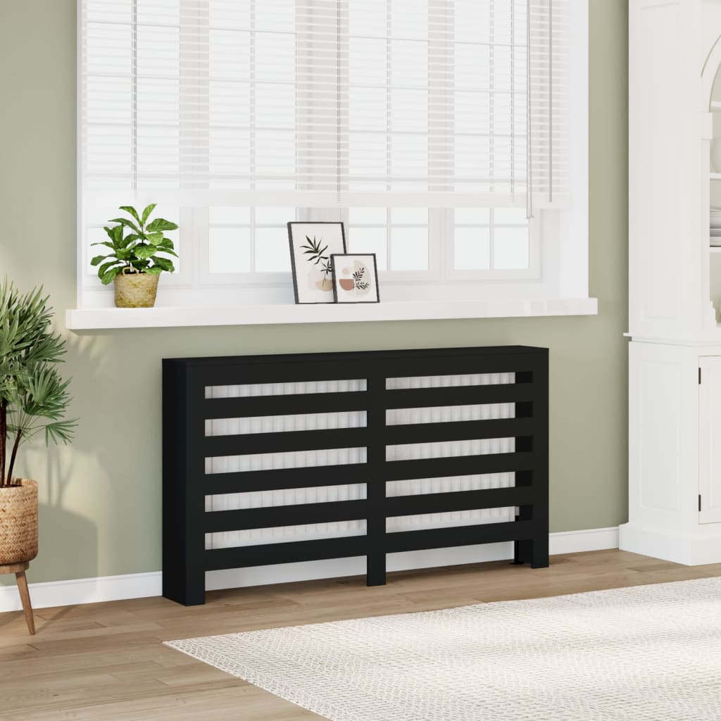 Radiator Cover Black 149x20x82 cm Engineered Wood - vid-852700 - Brittle & Co