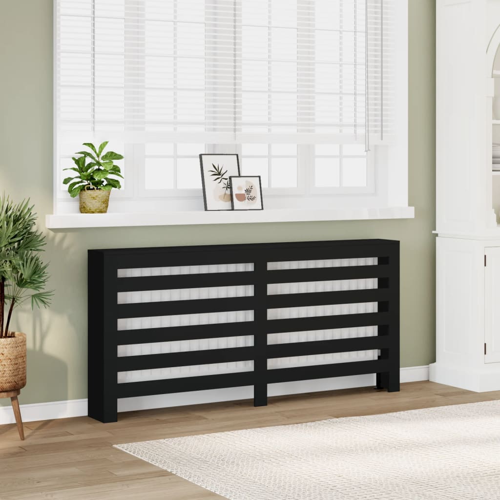 Radiator Cover Black 175x20x82 cm Engineered Wood - vid-852709 - Brittle & Co