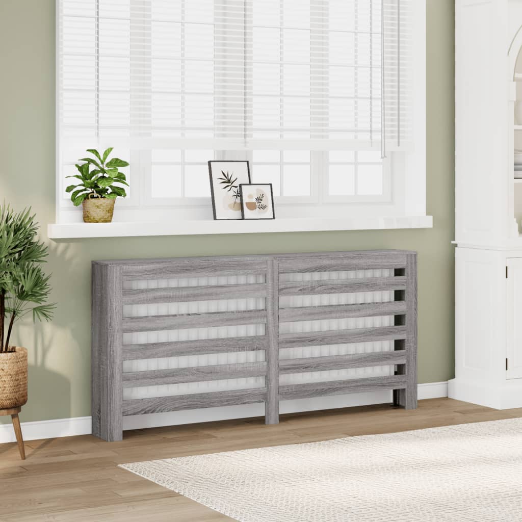 Radiator Cover Grey Sonoma 175x20x82 cm Engineered Wood - Brittle & Co