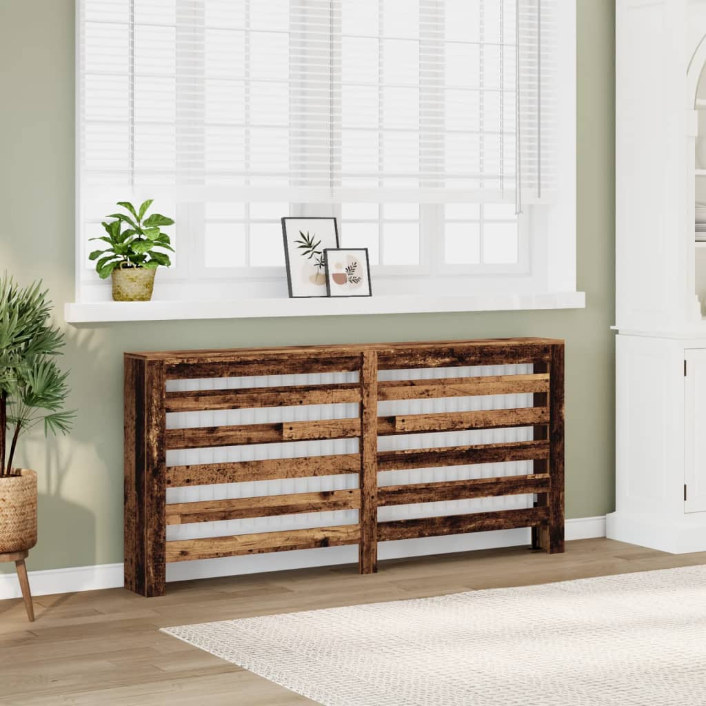 Radiator Cover Old Wood 175x20x82 cm Engineered Wood - Brittle & Co