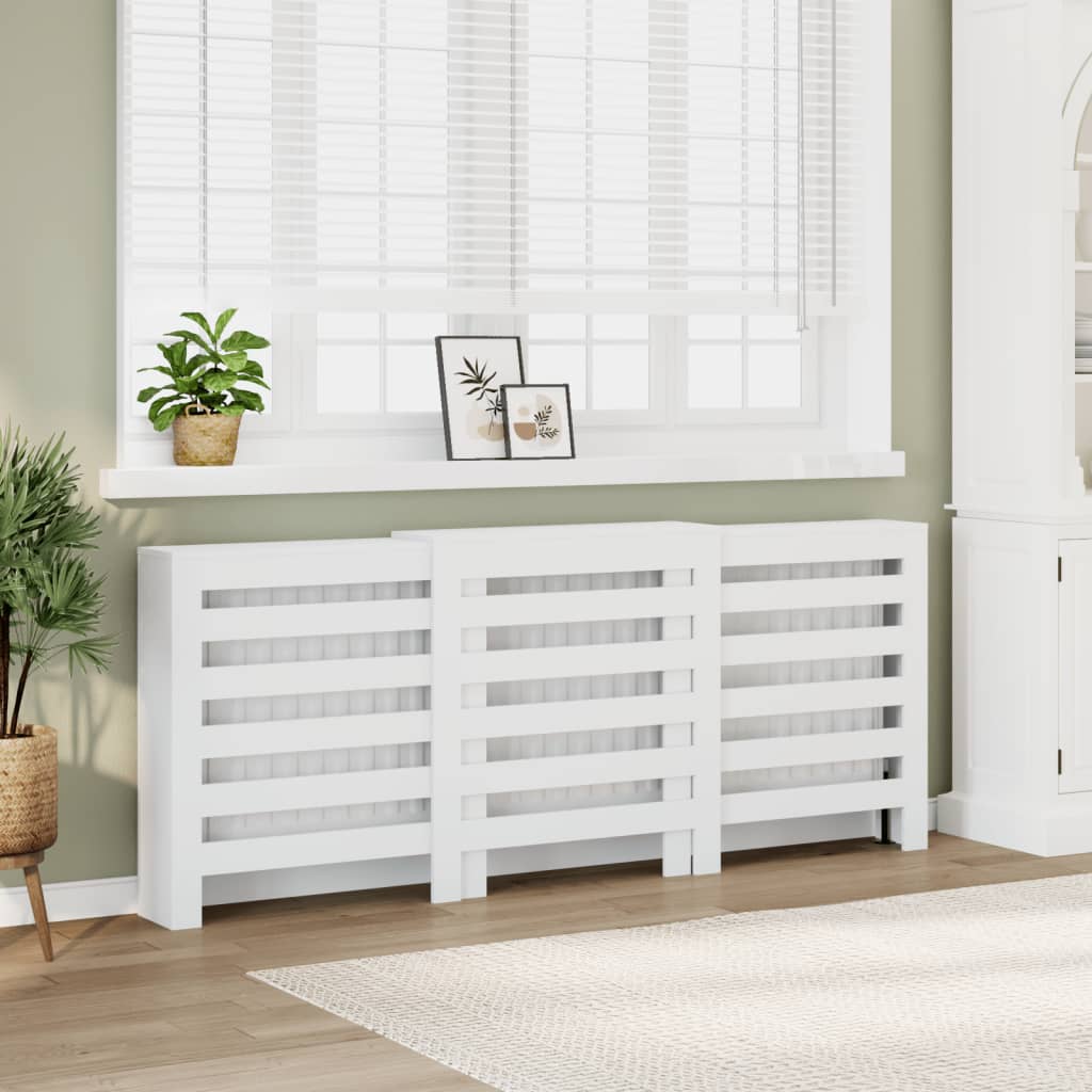 Radiator Cover White 205x21.5x83.5 cm Engineered Wood - vid-852717 - Brittle & Co