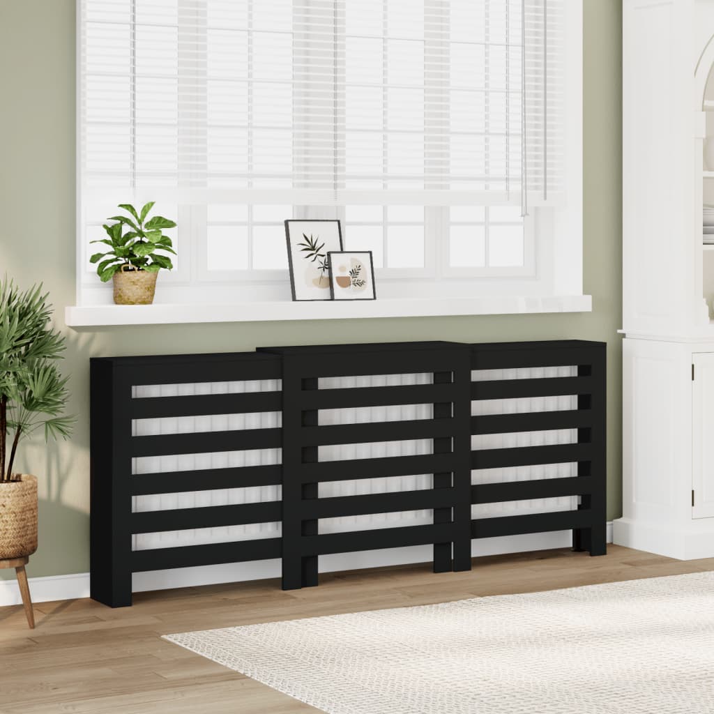 Radiator Cover Black 205x21.5x83.5 cm Engineered Wood - vid-852718 - Brittle & Co