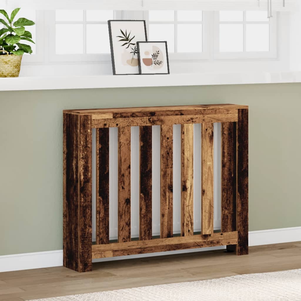 Radiator Cover Old Wood 104x20x82 cm Engineered Wood - Brittle & Co