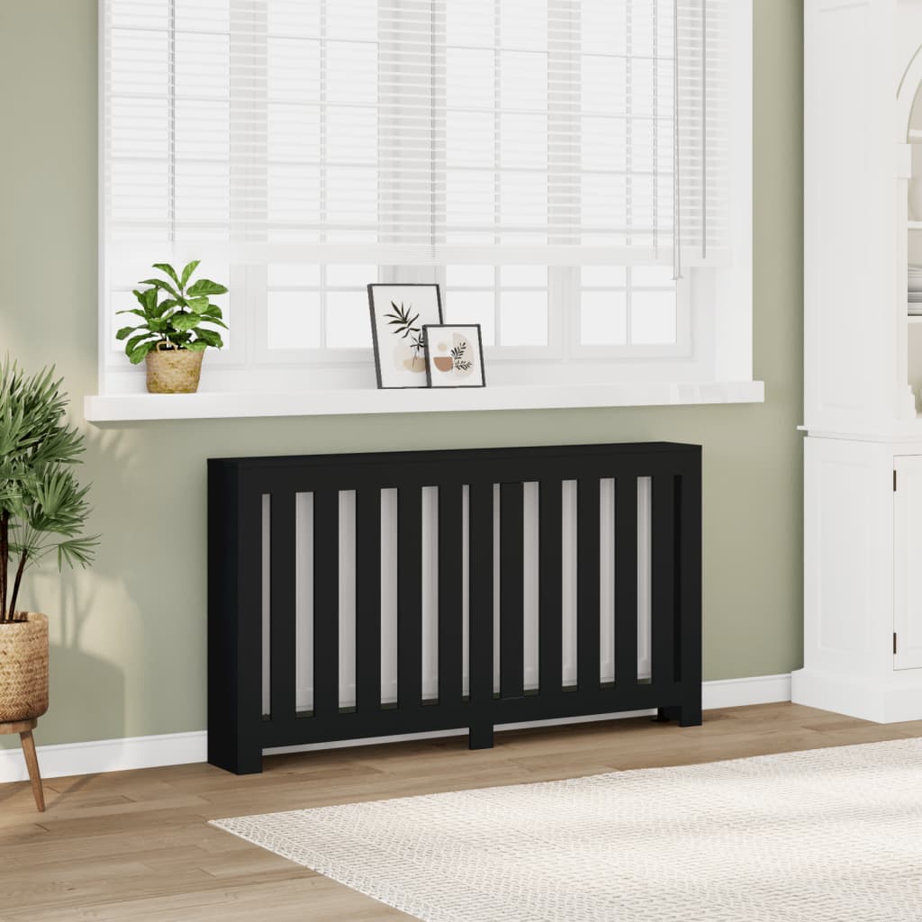 Radiator Cover Black 149x20x82 cm Engineered Wood - vid-852745 - Brittle & Co