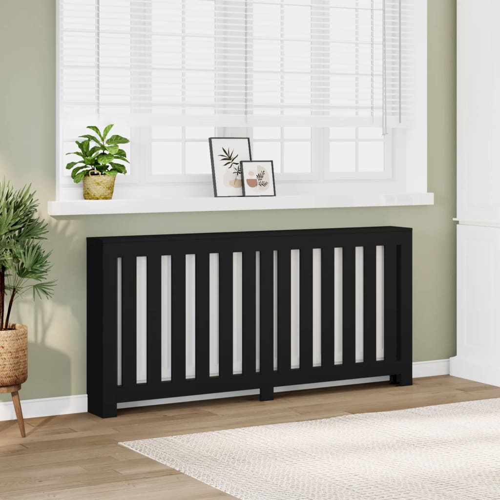Radiator Cover Black 175x20x82 cm Engineered Wood - vid-852754 - Brittle & Co