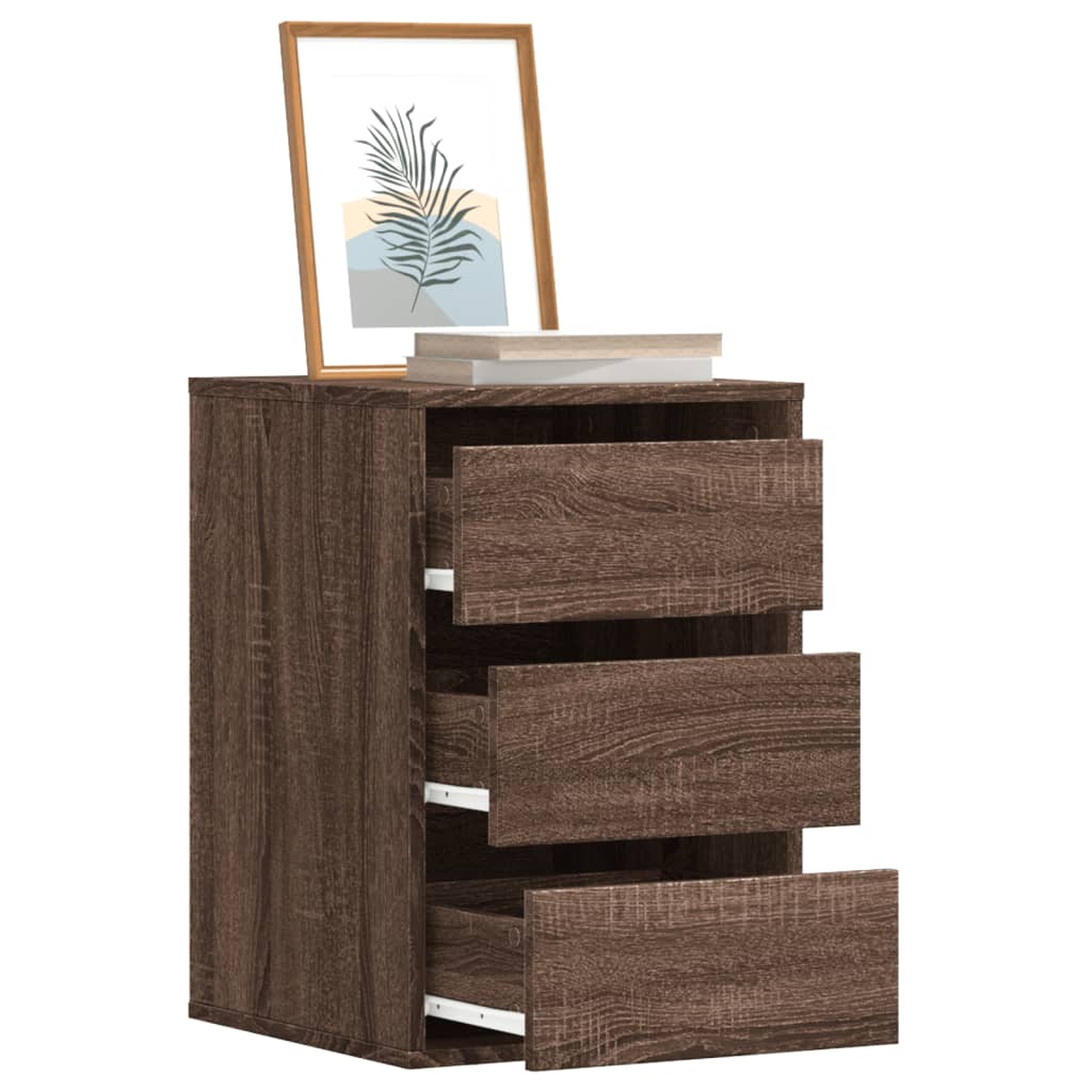 FEWISH Walnut Oak Finish Chest of Drawers - Small-sized, 3 Drawers - Decor Base