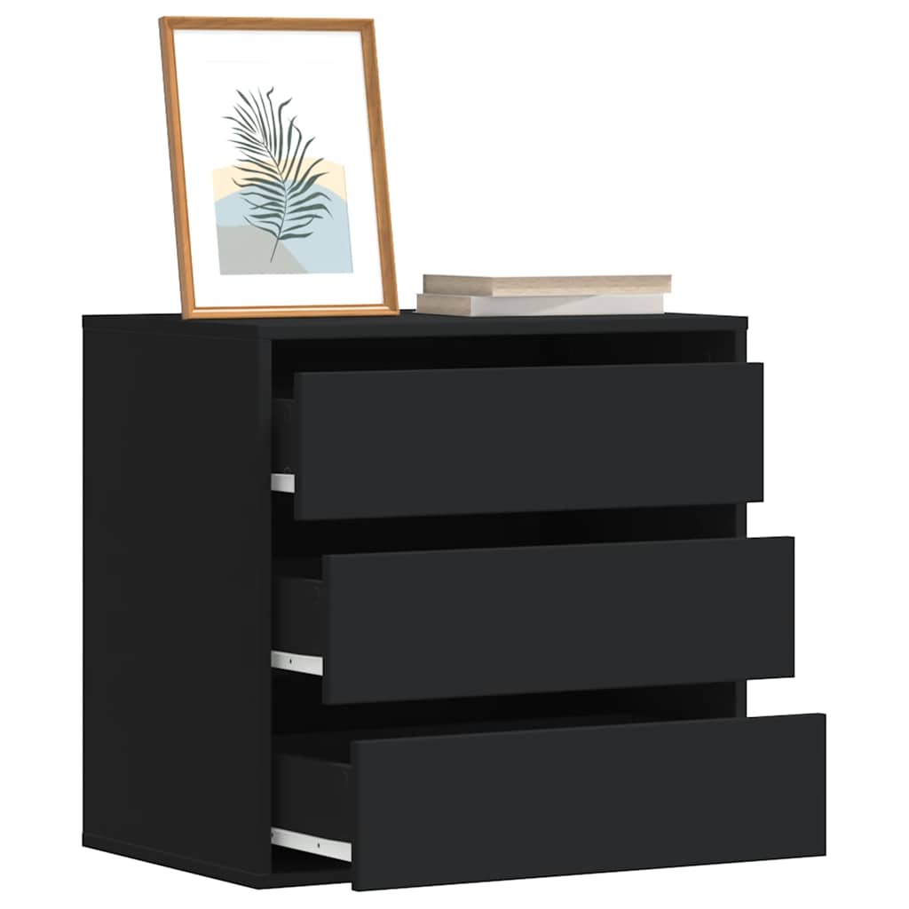 FEWISH Black Chest of Drawers - Small-sized, 3 Drawers - Sid & Sam