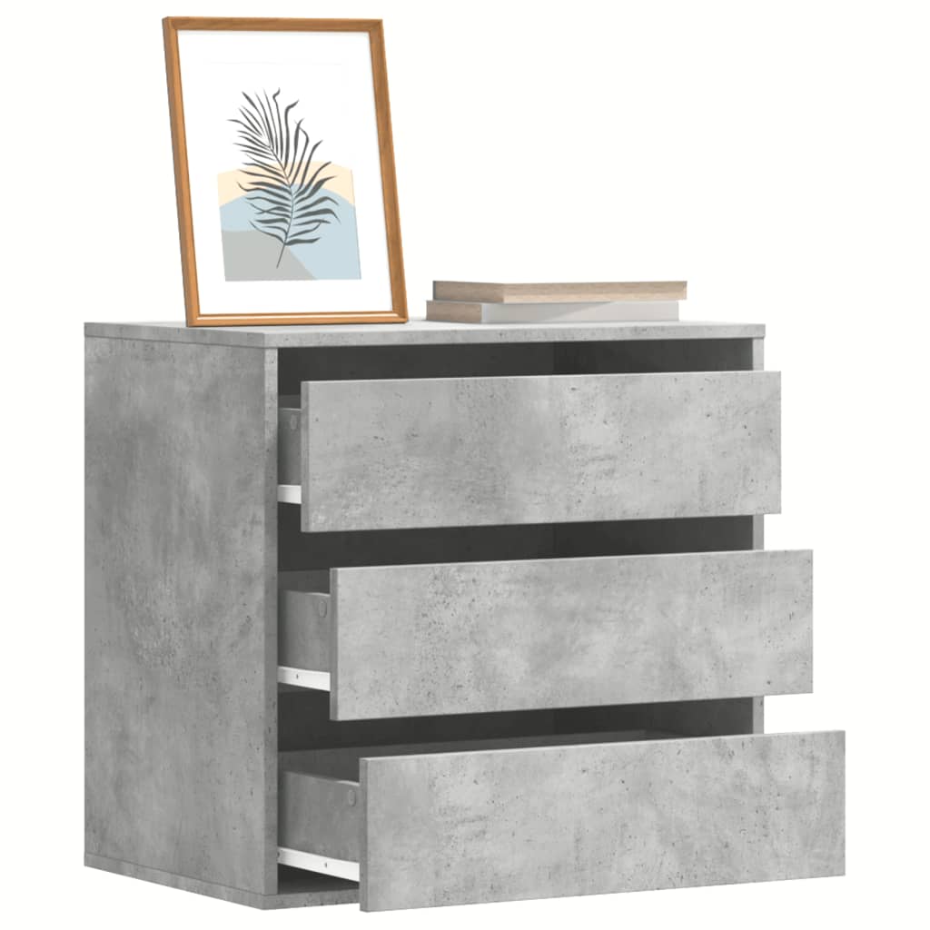 LEWISH I Grey Chest of Drawers - Small-sized, 3 Drawers - Decor Base
