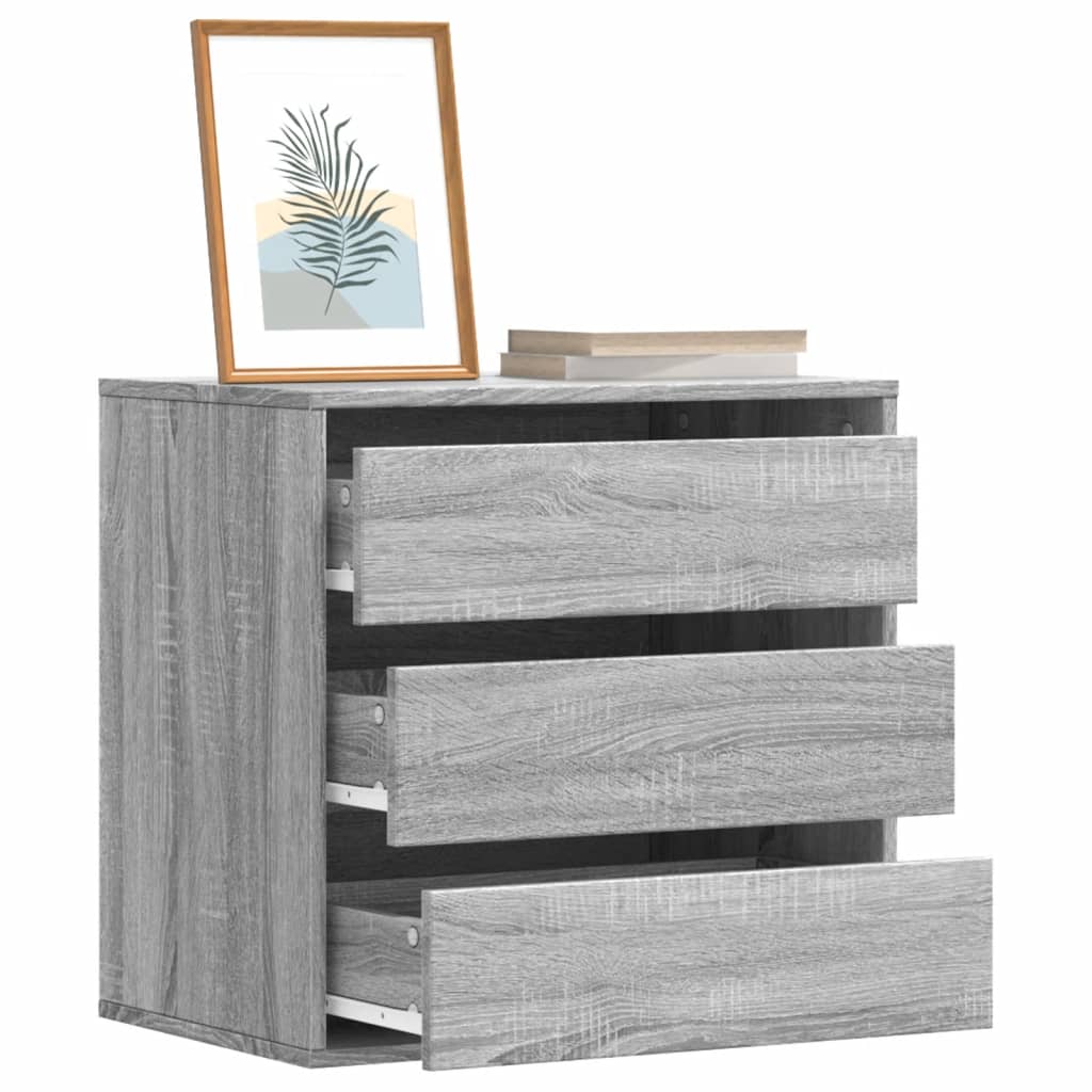 LEWISH Grey Chest of Drawers - Small-sized, 3 Drawers - Decor Base